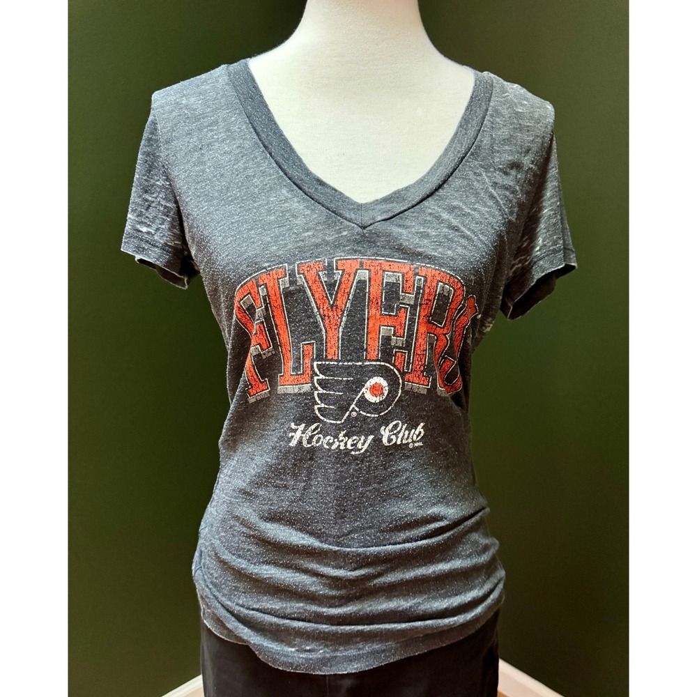 Flyers Hockey Club NHL Gray V-Neck T-Shirt‎ Women's Size M